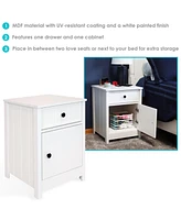 Sunnydaze Decor 23.75-Inch H Beadboard Nightstand with Drawer and Cabinet - End Table for Bedroom or Living Room - White