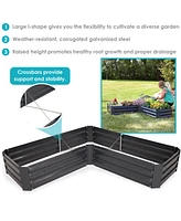 11.75" H Raised Metal Garden Bed - Galvanized Outdoor for Vegetables and Flowers Woodgrain L-Shaped