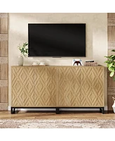 Tribesigns Sideboard Buffet Cabinet with Storage, 57.5" Farmhouse Coffee Bar Cabinet with 4 Doors & Shelves, Set of 2 Wood Credenza Buffet Table