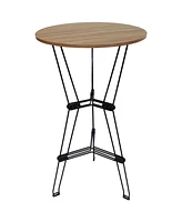 Sunnydaze Decor 3-Piece Steel Wire Bar Table and Chairs Set with Faux Woodgrain Tabletop - Black