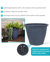 24-Inch Anjelica Large Plastic Pot for Plants - Outdoor Polyresin Round Planter with Drillable Drainage Holes - Rust - 3pk
