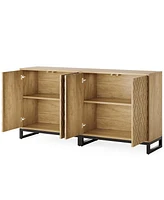 Tribesigns Sideboard Buffet Cabinet with Storage, 57.5" Farmhouse Coffee Bar Cabinet with 4 Doors & Shelves, Set of 2 Wood Credenza Buffet Table