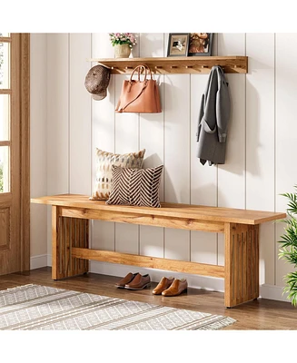 Tribesigns 59" Wood Entryway Entry Bench, Kitchen Bench for Dining Room, Farmhouse Bedroom Bed Bench, Wooden Bench Indoor for Foyer, Dining Table, End