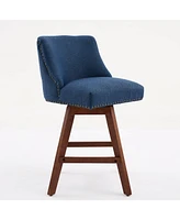 The Pop Home Set of 2 Counter Height Swivel Bar Stools, 26" Upholstered Chairs with 360° Swivel-The