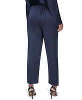 Halston Women's Twill-Satin Ribbed-Waist Ankle Pants