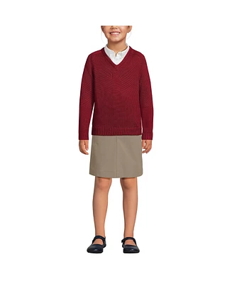 Lands' End Girls School Uniform Cotton Modal V-neck Sweater