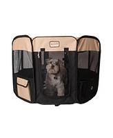 Armarkat PP003BGE-m Portable Pet Playpen in Black and Beige Combo for Puppies, Kittens, and Large Dogs