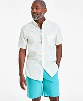 Club Room Men's Racket Regular-Fit Stretch Geo-Print Button-Down Poplin Shirt, Exclusively at Macy's