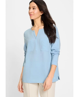 Olsen Women's Mixed Media Sequin Trim T-Shirt