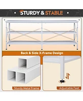 Wlive Tv Stand for 65 70 inch Entertainment Center with Storage Industrial Console Living Room Long 63" Cabinet Metal Frame