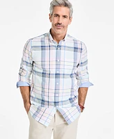 Club Room Men's Cotton-Blend Plaid Regular-Fit Shirt, Exclusively at Macy's