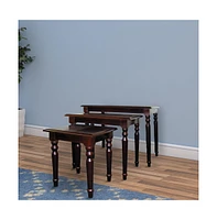 Slickblue 3-Piece Wooden Nesting Tables with Turned Tapered Legs Stylish and Space-Saving Accent for Living Room or Bedroom