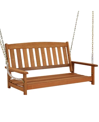 47-Inch 2-Person Meranti Wood Porch Swing with Hanging Chains