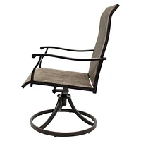 High-Back Swivel Patio Chairs - Sling Outdoor Dining Chairs Set of 2 - For Patio or Deck - Brown