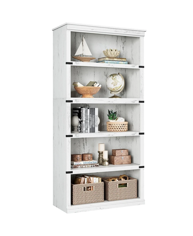 gaomon 5 Tier Bookcase, Farmhouse Book Shelf with Storage Open Display Bookshelves