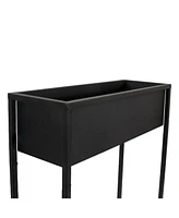 Modern Simplicity 27.5" H Metal Raised Planter Box with Legs - For Indoor or Outdoor Use - Black Powder-Coated Finish - Set of 2