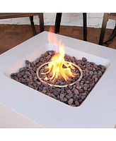 Sunnydaze Decor Contempo 34-Inch Square Propane Gas Fire Pit Bowl - Includes Weather Resistant Durable Cover and Lava Rocks