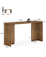 Tribesigns Bar Table, 63-Inch Counter Height Pub Table, Industrial Bar Height Table, Rectangular High Top Kitchen & Dining Counter Tables with Louvere