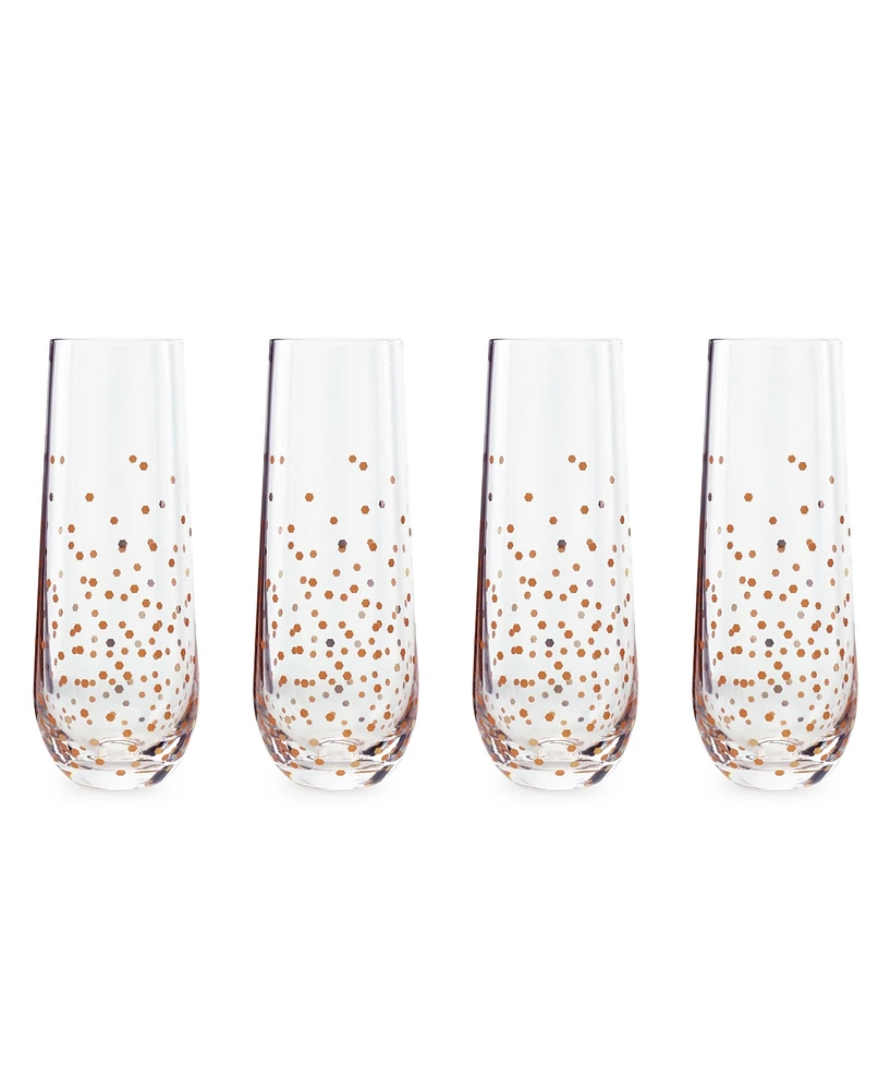 Jay Imports Confetti Gold Stemless Flutes, Set of 4