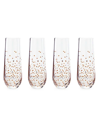 Jay Imports Confetti Gold Stemless Flutes, Set of 4