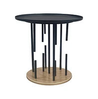 Slickblue Modern Side End Table with Round Tray Top and Brass Base Stylish Accent for Living Room or Bedroom