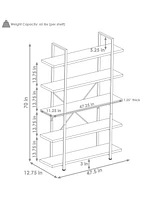 Sunnydaze Decor 5-Tier Industrial Style Bookshelf with Open Shelves and Veneer Finish - Oak Gray