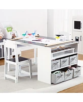 gaomon Kids Art Table and 2 Chairs with Storage Bins,Toddler Activity Table