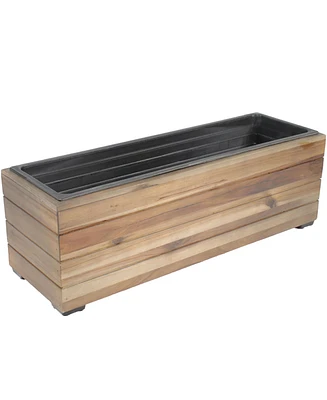 Outdoor Rectangular Wood Planter Box - 24.25" Acacia with Removable Liner Light Brown Stain