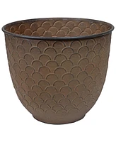 Dinah 12.5" Metal Outdoor Plant Pot Set with Drainage Holes and Rubber Plugs