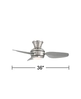 Casa Vieja 36" Whirl Modern Industrial Indoor Outdoor Ceiling Fan 3 Blade Led Light Remote Control Brushed Nickel Finish Silver Blades Bedroom Patio L