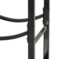 32 Inch Firewood Rack Outdoor with Hooks - Powder-Coated Steel- Indoor Fireplace Log Holder Bronze