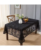 Hlc.me Butterfly Floral Lace Fabric Tablecloth, Lace Fabric Table Cloth for Rectangle Square Tables, Wrinkle Resistant Tablecloth