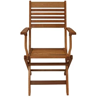 Meranti Wood Outdoor Folding Patio Armchairs - Set of 2 - Teak Oil Finish