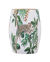 Slickblue Accent Table with Drum Shape and Tropical Print for Vibrant Home Decor