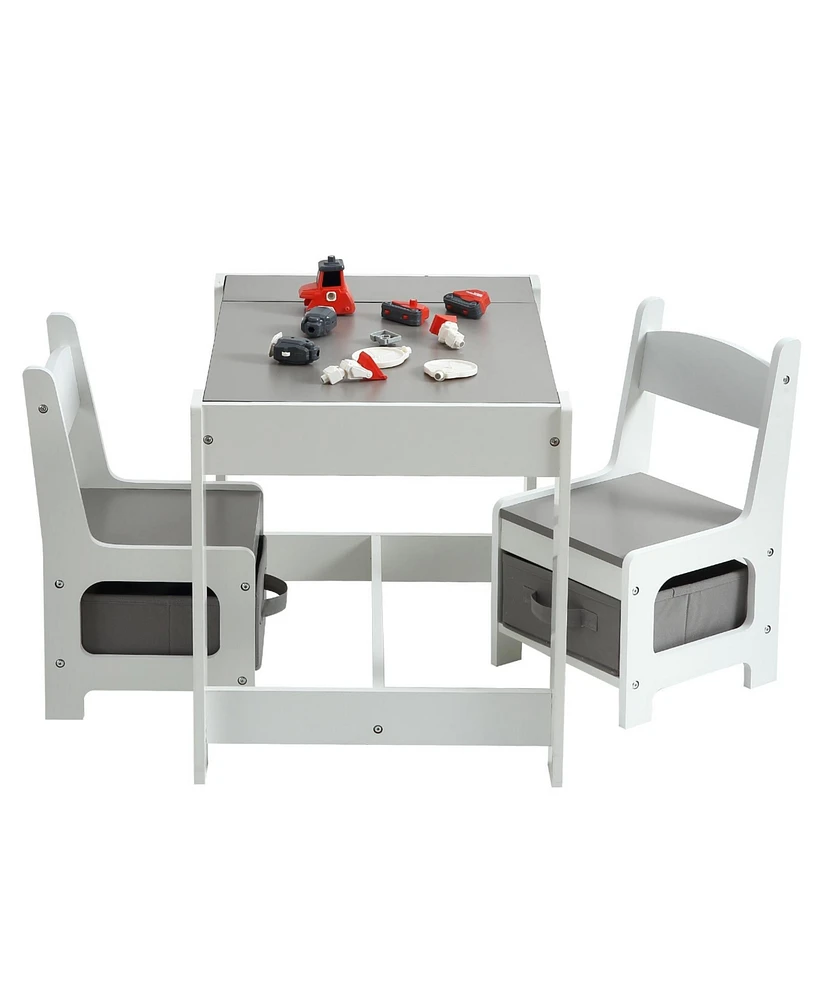 gaomon Kids Table and Chair Set, Wooden Activity Table with Storage Drawer for Toddlers Arts