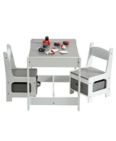 gaomon Kids Table and Chair Set, Wooden Activity Table with Storage Drawer for Toddlers Arts