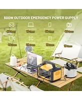 Mondawe 600W Portable Power Station 655.2Wh Solar Generator with Ac Outlet