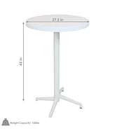 Sunnydaze Decor 28-Inch Round All-Weather Plastic Patio Bar Pub Table - Foldable Design - Commercial Grade - White