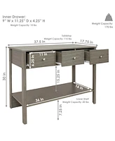 30-Inch H Hall Console Table with Drawers and Silver Knobs - Thunder Gray