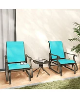 Outsunny 3-Piece Outdoor Gliders Set with Steel Frame, Table, Bright