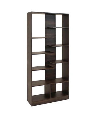 Sunnydaze Decor Rosalee 67-Inch H 9-Tier Open-Back Bookshelf - 9 Staggered Shelves - For Living Room or Home Office - Coffee Brown