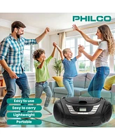 Philco Wired Bluetooth Boombox with Cd Player Compatible with MP3/Wma/Cd-r/Cd-rw, Fm Radio, 3.5mm Aux Input,Stereo Sound,Led Display