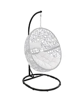 Sunnydaze Decor Steel Egg Chair Stand with Extra-Wide Round Base - Black Powder-Coated Finish - Hardware Included -76 Inches Tall