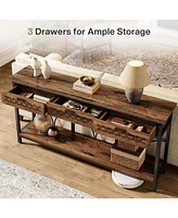 Tribesigns Console Table with Drawers, 70.9" Extra Long Entryway Table with Storage, Farmhouse Behind Couch Table Hallway Table Wood Accent Table for