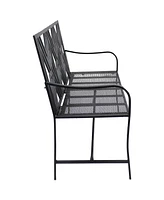 Sunnydaze Decor 2-Person Outdoor Garden Bench - Geometric Lattice Iron Patio Bench - Black - 42" W