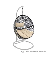 Jackson Resin Wicker Hanging Egg Chair - 265-Pound Weight Capacity Removable Gray Polyester Cushions