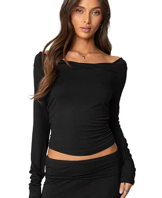 Edikted Womens Johanna Cowl Neck Top