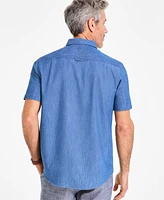 Club Room Men's Chambray Short-Sleeve Button-Down Pocket Shirt, Created for Macy's