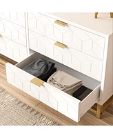 gaomon 6 Drawer Dresser for Bedroom, Wood Chest of Drawers with Metal Legs, Modern Storage Dresser Chest Cabinet Organizer, Large Dresser for Hallway