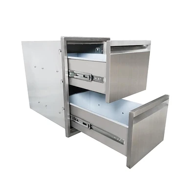 gaomon 13" W x 20.5" H x 21" D Outdoor Kitchen Drawers, Stainless Steel Outdoor Kitchen Drawers, 2-Layer Flush Mount Bbq Drawers for Bbq Island, Grill